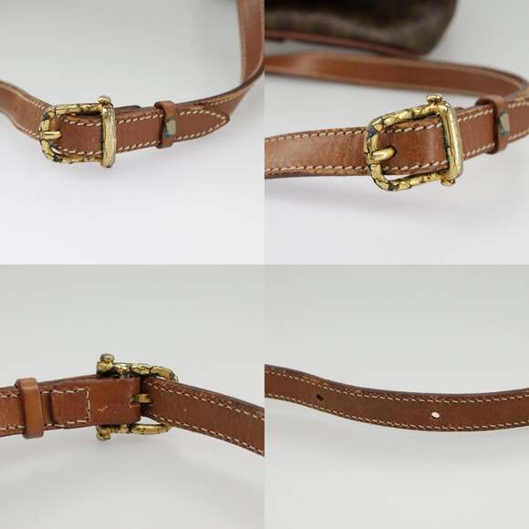 CELINE Macadam Canvas Shoulder Bag Pvc Leather Brown Gold - Picture 10 of 13